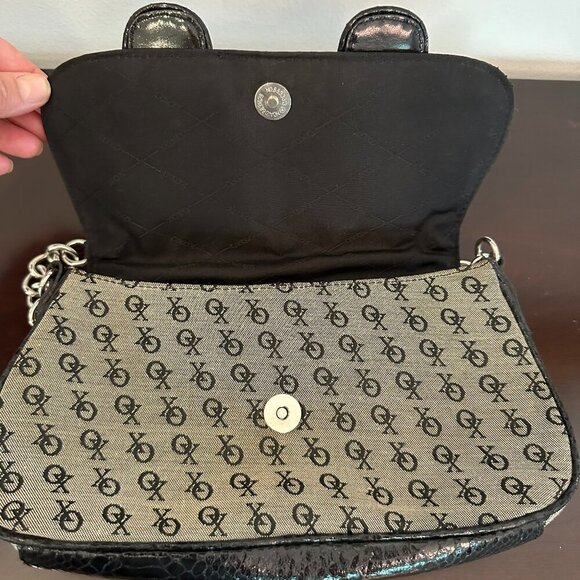 Vintage Small Black & Gray White XOXO Handbag Purse Inside Pockets Y2K - Picture 10 of 12
